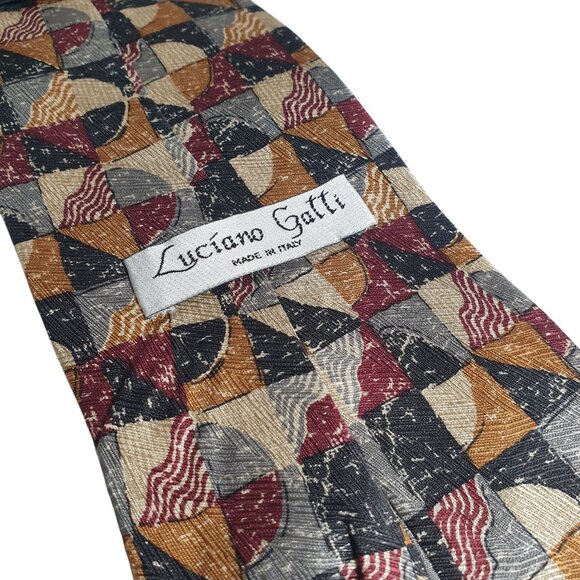 Luciano Gatti Vintage Italian Silk Geometric Tie Designer Office Accessory - Picture 4 of 5